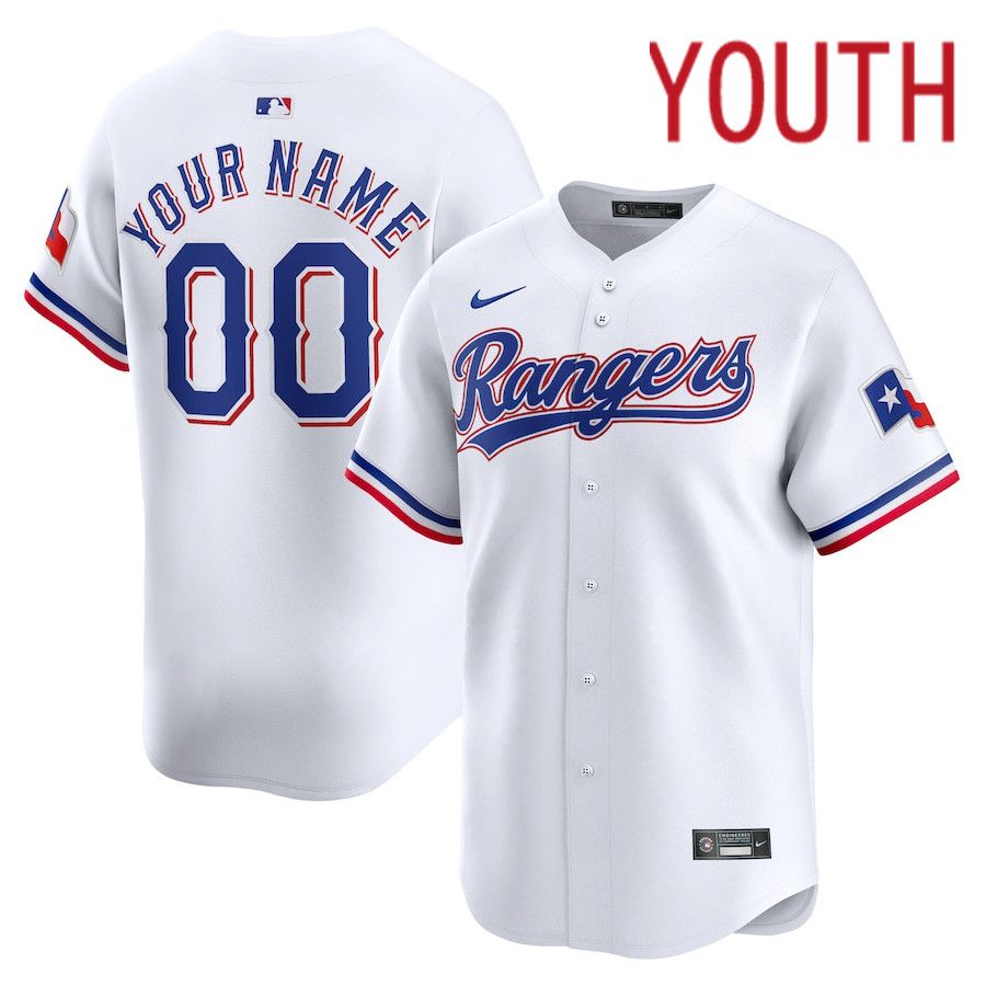 Youth Texas Rangers Nike White Home Limited Custom MLB Jersey->customized mlb jersey->Custom Jersey